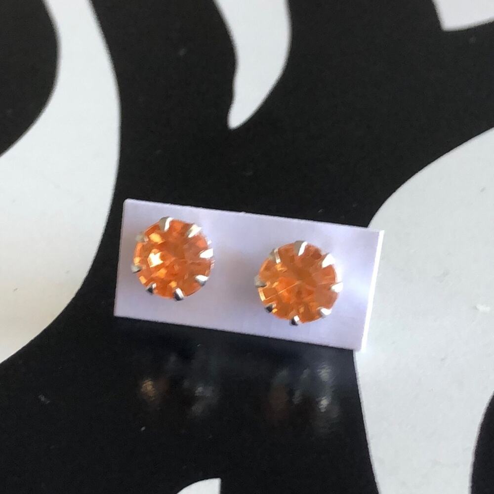4 for $20 Orange and Silver Stud Earrings